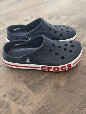 Crocs Kids Bayaband Clog Navy Blue Red White Size Youth J2